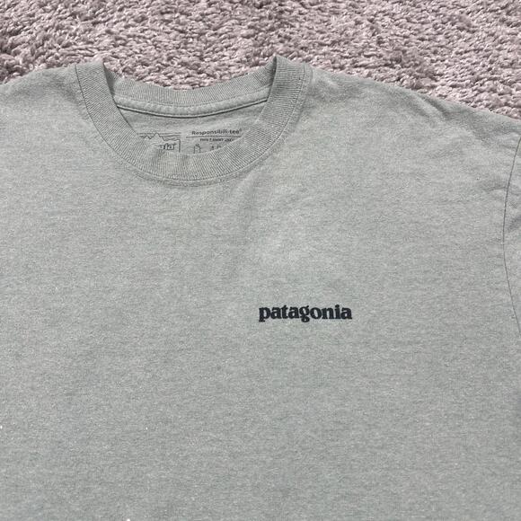 PATAGONIA Shirt Mens Small Green Graphic Bison Responsibili-Tee Hiking Outdoors - Picture 5 of 10